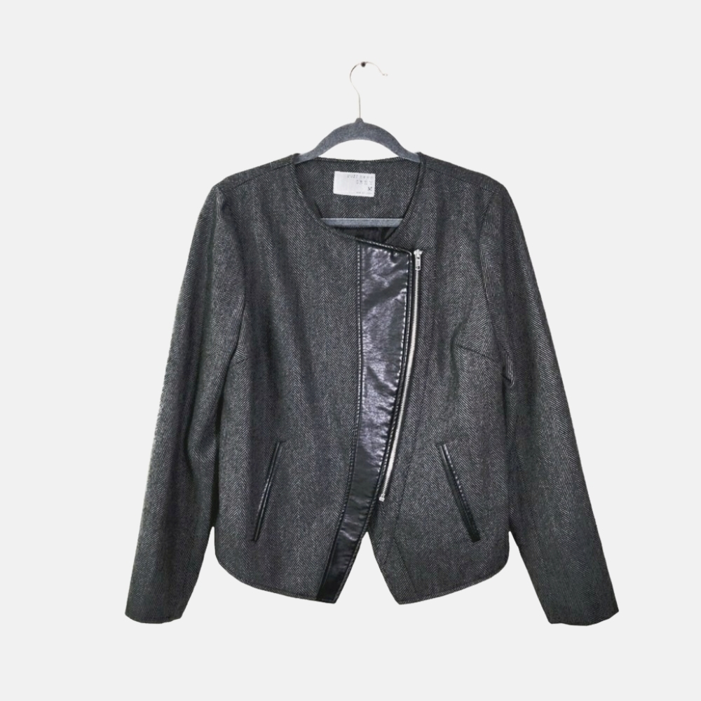 Ruff Hewn Moto Blazer Asymmetrical Zip Grey